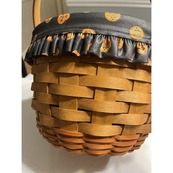 Longaberger Pumpkin Fall Stem Lid Basket Jack O' Lantern Liner Protector Combo - Picture 3 of 15